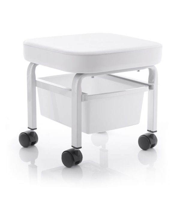 Footstool with tub for podological work