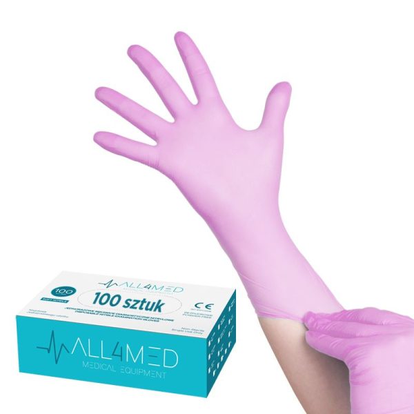 Disposable nitrile gloves All4med M pink