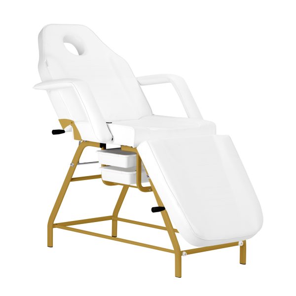 Cosmetology bed-chair for beauty procedures 557G, white-gold color
