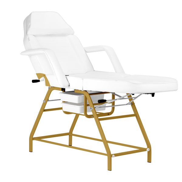 Cosmetology bed-chair for beauty procedures 557G, white-gold color