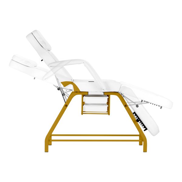 Cosmetology bed-chair for beauty procedures 557G, white-gold color