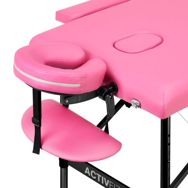 Folding massage table aluminum Activ Fizjo comfort 2 segment pink black