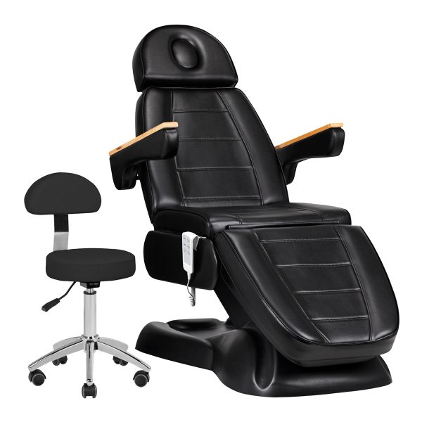 Elektrinė kosmetinė kėdė SILLON Lux 273b + taburetė 304, Juoda