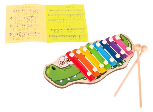 Colourful wooden dulcimer for children crocodile