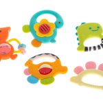 Baby teether rattle dinosaurs set of 5pcs HOLA