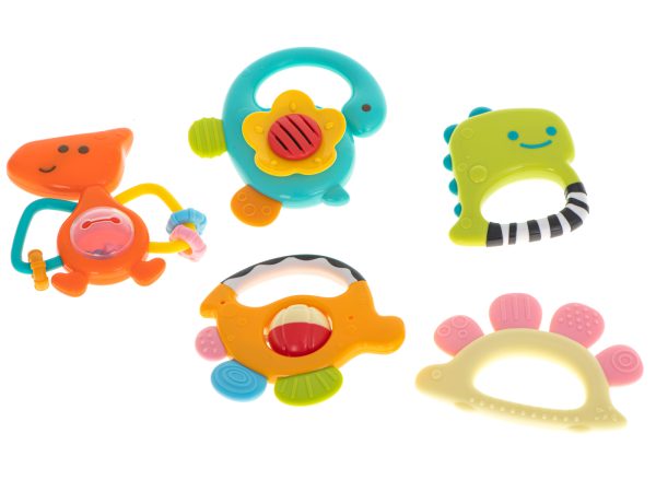 Baby teether rattle dinosaurs set of 5pcs HOLA