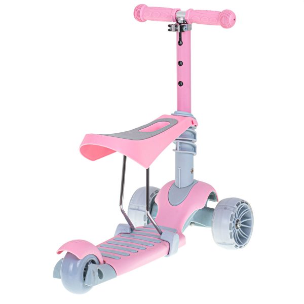 Tricycle scooter with seat 3in1 balance pink led scooter