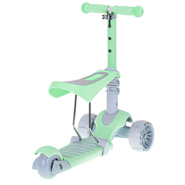 Tricycle scooter with balance seat mint gray led scooter