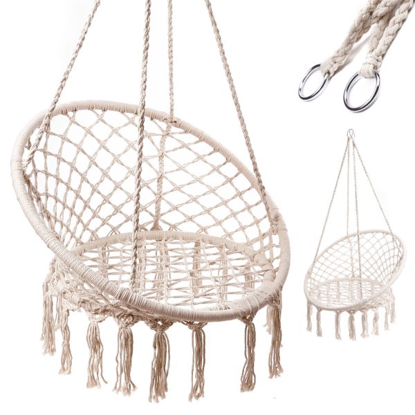 Stork's nest armchair swing with backrest ecru 80cm