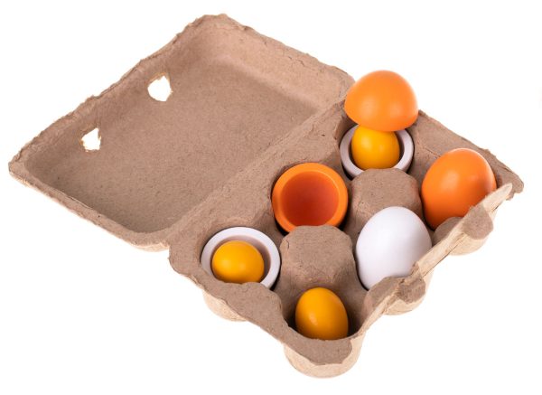 Play eggs removable wooden yolks