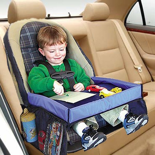 Waterproof table for car seat navy blue