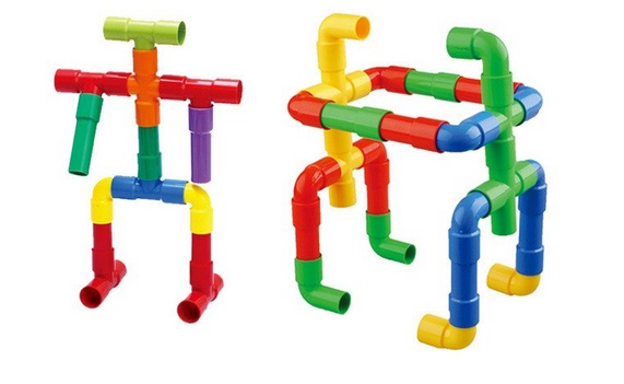 Educational bricks - Water pipes with accessories 84el.