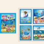 Water book with marker sea animals blue