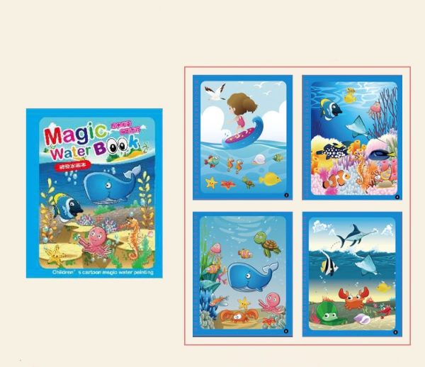 Water book with marker sea animals blue