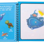 Water book with marker sea animals blue