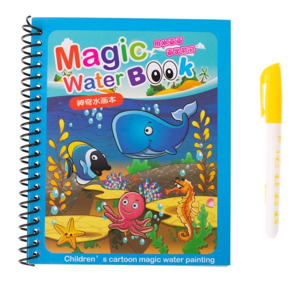 Water book with marker sea animals blue