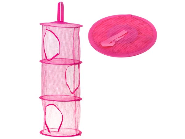 Hanging toy shelf organiser pink