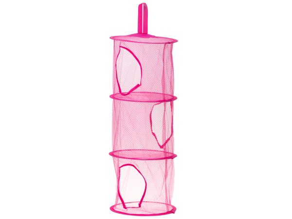 Hanging toy shelf organiser pink