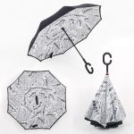 Reversible folding umbrella newspaper