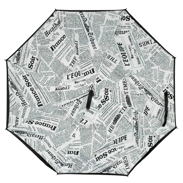 Reversible folding umbrella newspaper