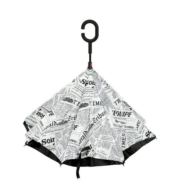 Reversible folding umbrella newspaper