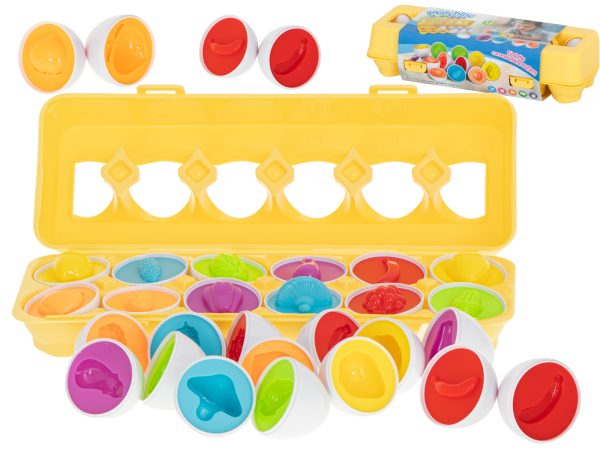 Educational sorter puzzle match shapes fruit eggs 12pcs