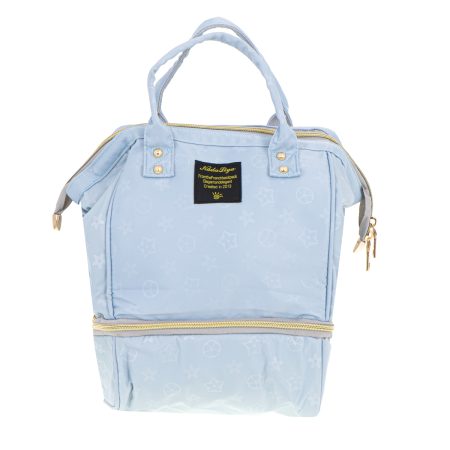 Nappy bag backpack and baby bottles blue
