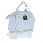 Nappy bag backpack and baby bottles blue