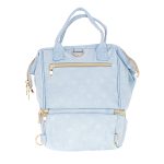 Nappy bag backpack and baby bottles blue