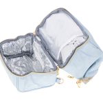 Nappy bag backpack and baby bottles blue