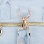 Nappy bag backpack and baby bottles blue