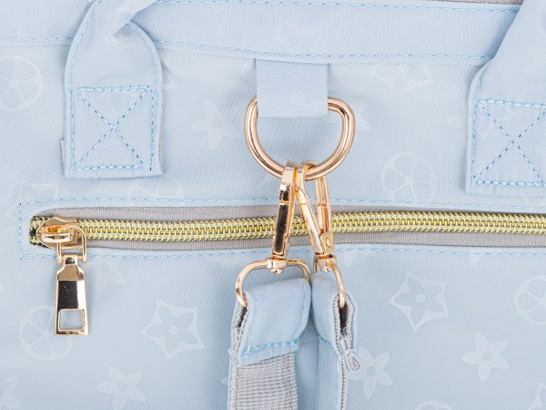 Nappy bag backpack and baby bottles blue