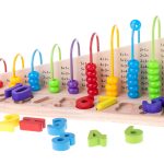 Wooden abacus sorter learning to count numbers
