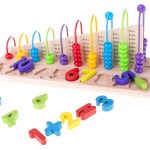 Wooden abacus sorter learning to count numbers