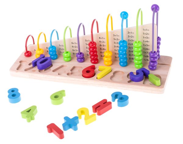 Wooden abacus sorter learning to count numbers