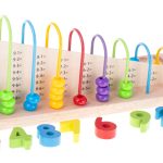 Wooden abacus sorter learning to count numbers
