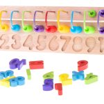 Wooden abacus sorter learning to count numbers