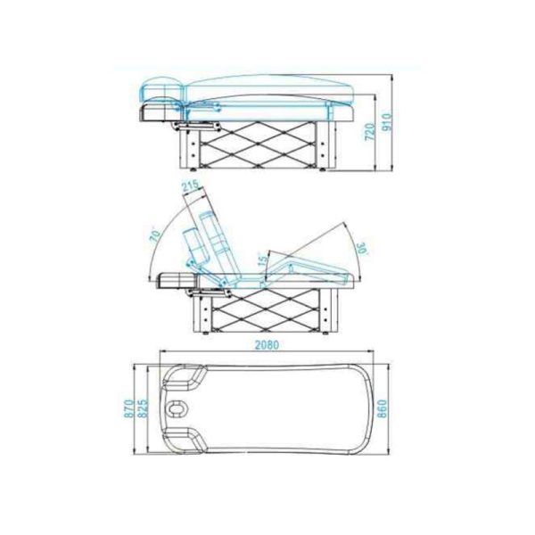 Spa beauty bed azzurro krystal 370-3 White