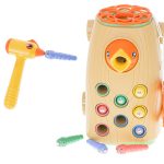 Magnetic game feed the bird on wheels