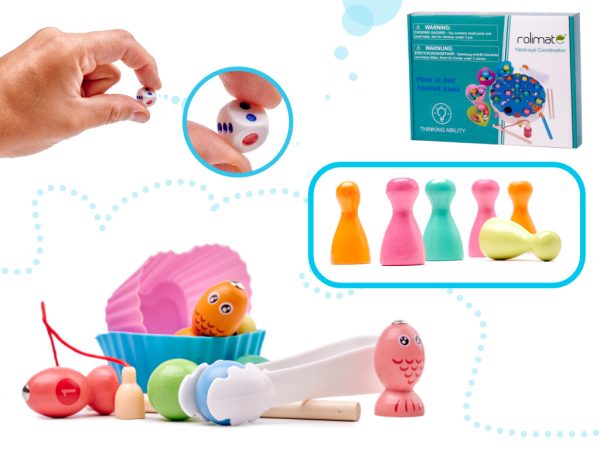 Family game fish caterpillar fishing montessori