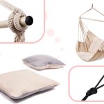 Hammock chair with cushions cream color