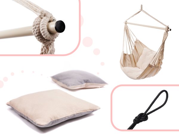 Hammock chair with cushions cream color