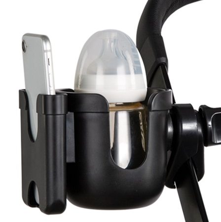 Bottle cup phone holder for bicycle pushchair
