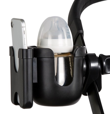 Bottle cup phone holder for bicycle pushchair