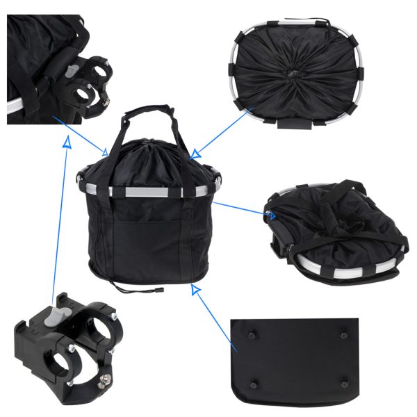 Front basket bicycle basket folding cover click black
