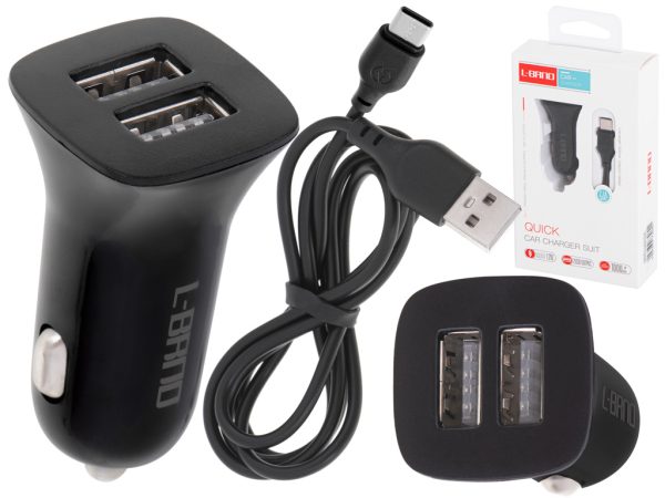 L-BRNO car charger Dual USB + Type-c black