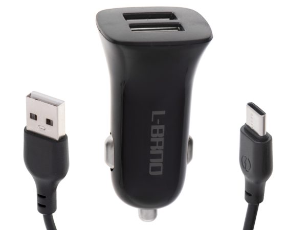 L-BRNO car charger Dual USB + Type-c black