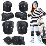 L-BRNO knee elbow wrist protectors roller bike scooter set black