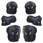 L-BRNO knee elbow wrist protectors roller bike scooter set black