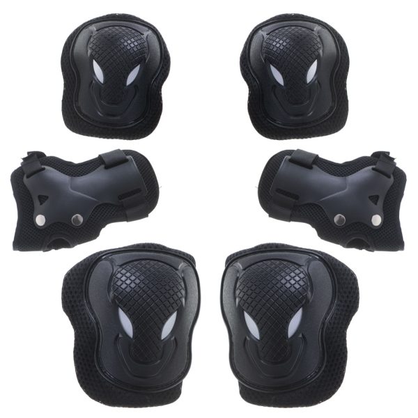 L-BRNO knee elbow wrist protectors roller bike scooter set black